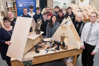 Barn owl nest boxes designed and donated by students from NWRC