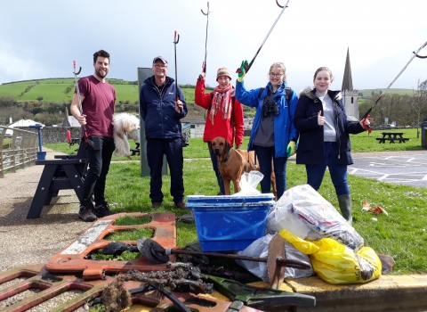 Volunteer beach cleaners at Glenarm