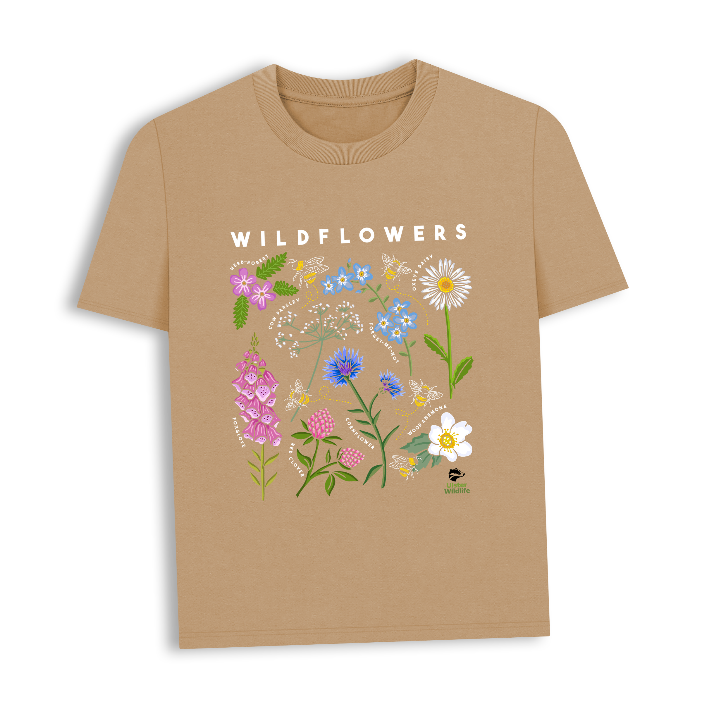 Sand-coloured wildflowers t-shirt