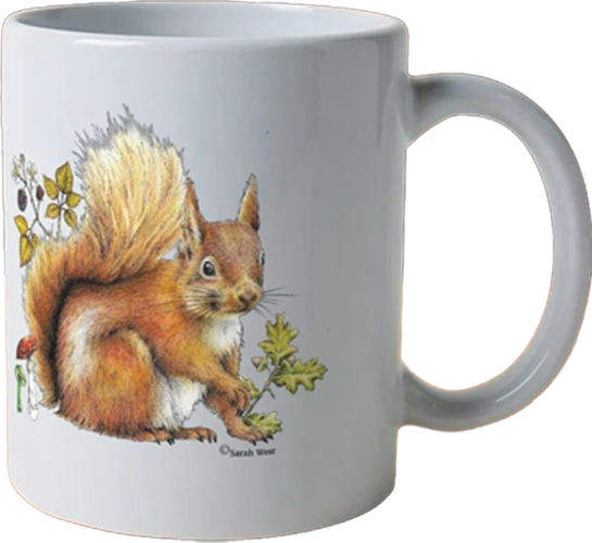 Red squirrel autumn mug