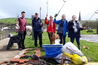 Volunteer beach cleaners at Glenarm