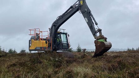 A digger working on peatland