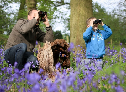 Dad and son wildlife watching 